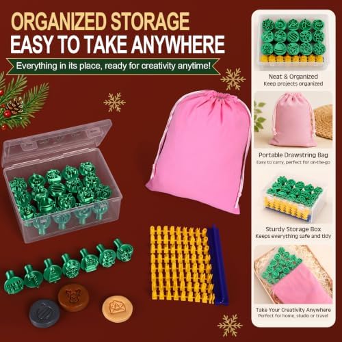 30 Pcs Christmas Pattern Clay Modeling Stamp Set with 72-Character Letter Stamps and Storage Box, Christmas Pattern Stamps for Polymer/Ceramic Clay, Pottery Craft, Cookie and Jewelry Making