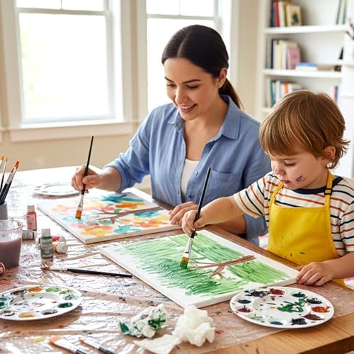 4PCS Art Grainer Brush Comb Set, Professional Artist Acrylic Paint Brush Comb Set, Small Nylon Bristles Painting Brushes for Acrylic, Oil and Watercolor, Ideal for Artists Beginners, Short Handle