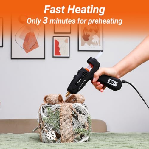 Hot Glue Gun Full Size: DEKOPRO 60/100Watt Dual Temp Hot Glue Gun Kit with 25 Glue Sticks, Organize Storage Case, Heavy Duty Heat Glue Gun Tool Set for Home Repair, Art & Crafts, DIY Black Orange