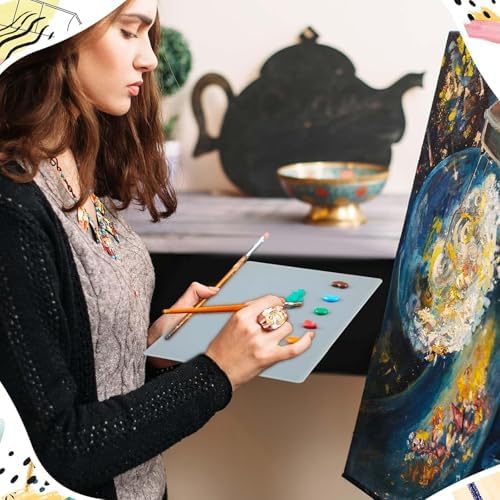 Nuanchu 1 Set Glass Oil Paint Palette, Airtight, 17 x 12.13 Inches, Grey | Handy Tempered Glass for Oil Painting, Moisture-proof lid Keep Paint Fresh, Portable Travel Outdoor, Leak-proof Airtight Seal