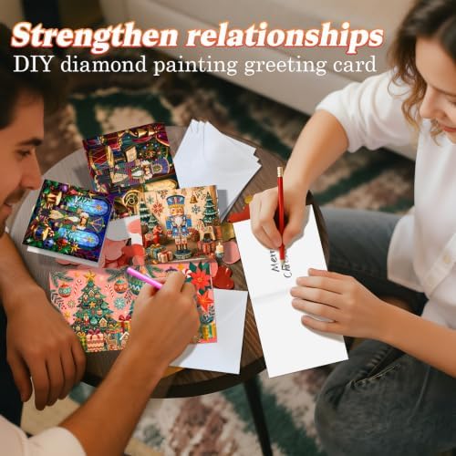 POETRYDRAW DIY Diamond Art Painting Greeting Card Kit, Creative Craft Set for Card Making,Christmas Soldier