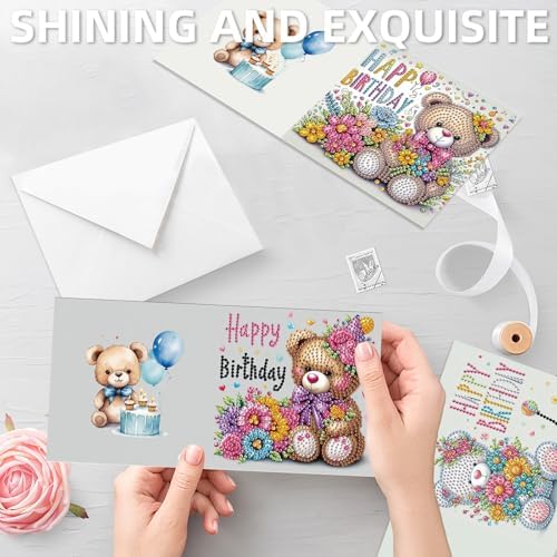 Diamond Art Painting Birthday Cards 12 Pack Cute Animal DIY Craft