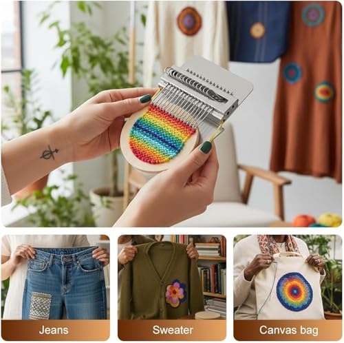 Knit kit Patch Loom, Portable Darning Loom for Beginners, Knit Kit Patch Kit for Holes Repair on Socks, Clothes & Jeans, Patchwork Weaving Tool Set for Quickly Sewing Repair