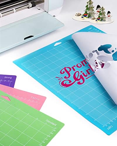 Gwybkq Cutting Mat 12 Pack 12x12, Compatible With Cricut Maker 4/Explore Air & Silhouette Sticky Pad Replacement Accessories, for Crafts Supplies (Standard/Light/Strong/Frabic)