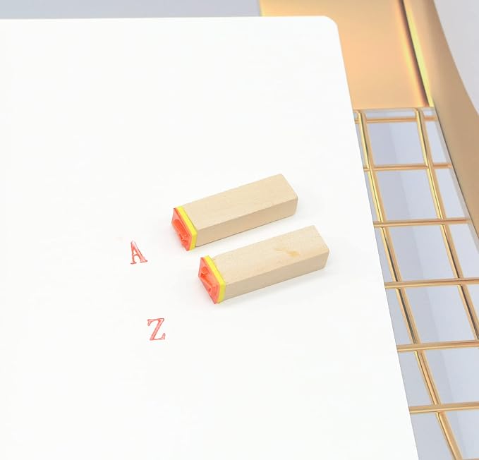 Pack of 26 Pcs Small Wooden Rubber Stamps 0.2 Inch of Letter(C)