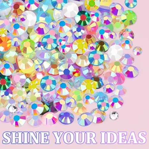 2 Boxes 3+4/5mm Jelly Rhinestones for Bedazzling, 22000Pcs Multicolor Flatback Resin Gems for Crafting, Bedazzler Kit with Tweezer for DIY Crafts Book Fabric Decor Nail Art