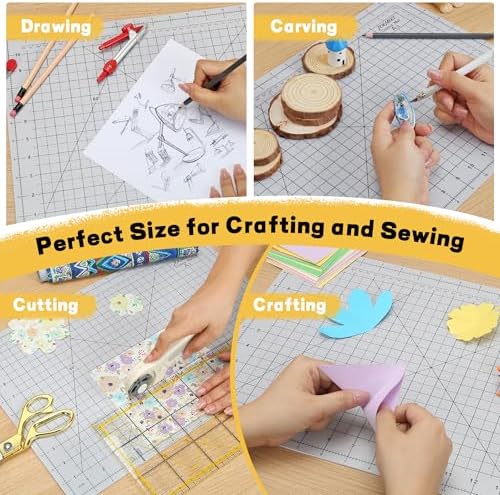 Self Healing Cutting Mat 18" x 12", A3 Double-Sided for Sewing & Quilting | Non-slip, 5-Ply Rotary Cutting Mat for Crafts Cutting Fabric Scrapbooking, and Small Modeling Projects, Slate Gray