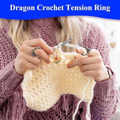 HUISUYTON Dragon Crochet Tension Ring for Finger, 4Pcs (Black)