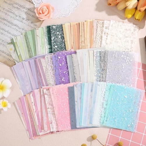 156 Sheets Textured Scrapbook Paper and Mesh Fabric Assorted Set, Sublaga 6 Pack Mixed Special Paper for Scrapbooking Planner Bullet Junk Journal Supplies 5.5x4 Inch