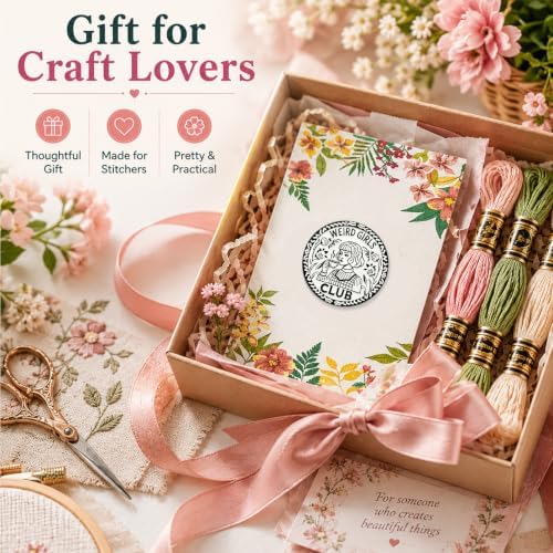 Needle Minder for Keeping Sewing & Embroidery Needles – Magnetic Needlepoint Holder, Cross Stitch Supplies – Secure & Decorative Needle Minders for Stitching & Crafting (Weird Girls Club)
