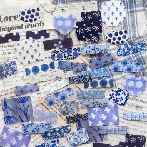 300 Pcs Fabric Texture Washi Stickers, 6 Packs Vintage Scrap Decals