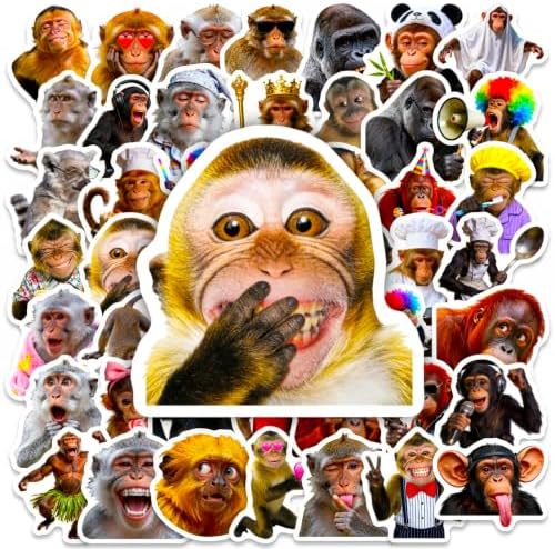 100Pcs Funny Animal Monkey Stickers for Water Bottles Laptop Luggage Computer Scrapbooking, Vinyl Waterproof Monkey Stickers for Teen Adult Girls Boys