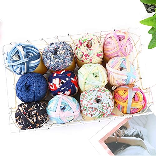 iSuperb 4 Pack Knitting Yarn Colorful Cloth T-Shirt Yarn Fabric Crochet Cloth for DIY Knitted Art Basket Bag - 400g