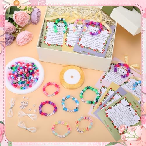 Soulchen 1269 Pcs/24 Sets Mother's Day Beads Bracelets Craft Kit DIY