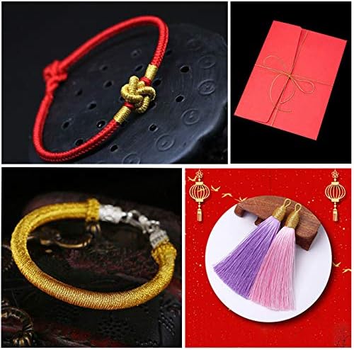 1mm Spool Gold Metallic Cord Tinsel String Jewelry Braided Thread, Total Length 109 Yards/ 328 Feet (Gold)