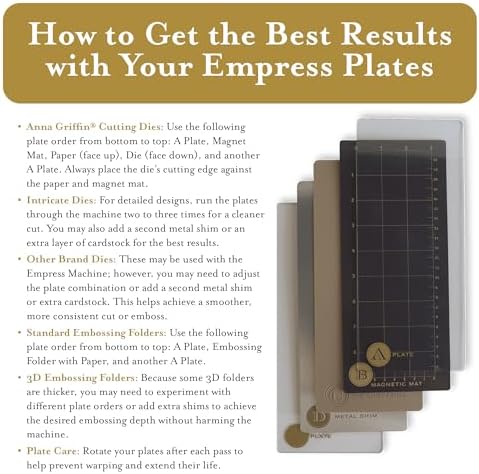Anna Griffin Scrapbooking Die-Cutting & Embossing Plates System with Powerful Magnetic Sheet, Die Cutting Machine Accessories for Slim Line Card Making - Empress Full Plates Set, Extra Long 10 x 4.25
