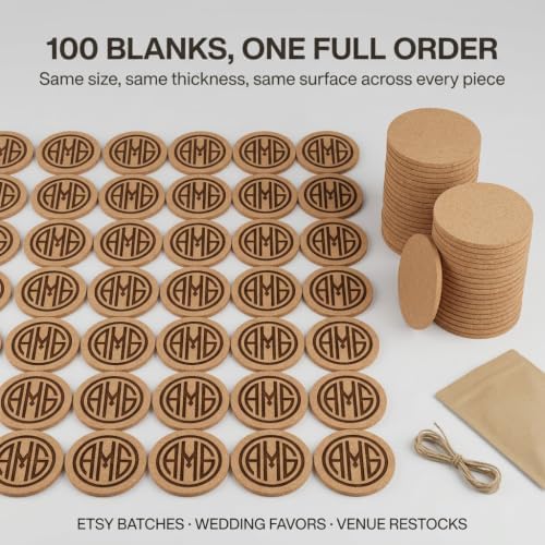 Faithful Panda Cork Coaster Blanks for Laser Engraving 100 Pack 3.5 Inch