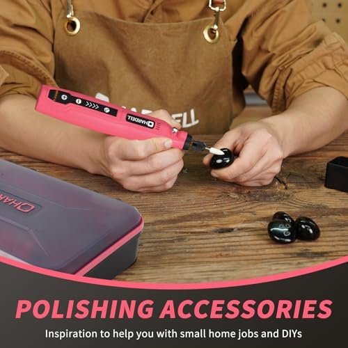 HARDELL Mini Cordless Rotary Tool, 4V 129pcs Rechargeable Rotary Tool Kit | USB Charging Multi-Purpose DIY Tool for Sanding, Polishing, Drilling, Engraving, Woodworking, Craft