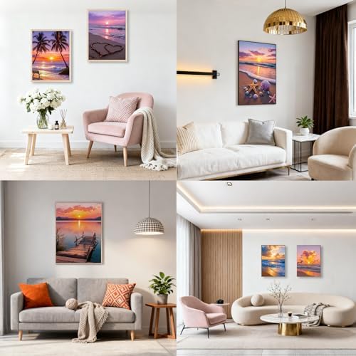 DOTSOPS 6 Pack Beach Diamond Painting Kits for Adults Art Painting Kits