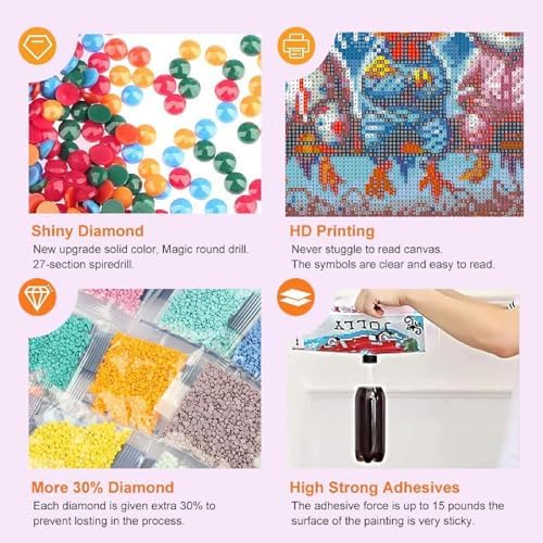 Chicken Diamond Art Kits for Adults, 5D Chicken Diamond Painting Kits for Beginners, Round Full Drill Diamond Art Painting Kit DIY Crystal Rhinestone Funny Gem Art Craft for Home Decor 12 x 16 Inch