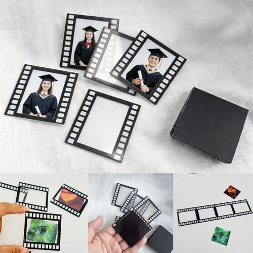 Ouliget DIY Fridge Magnet Craft Set,Blank Clear Acrylic Decorative Fridge Magnets with Adhesive Backing for Office Classroom Cabinets Kitchen,20 Pieces, Film Shape