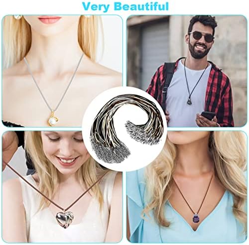 100 Pcs Leather Necklace Cord with Clasps, Rope Necklace String, 5 Colors Necklace Cords for Pendants, 19.7" Premium Necklace Chains for Jewelry Making Supplies, 2mm Waxed Necklace Bracelet Cord DHOOZ