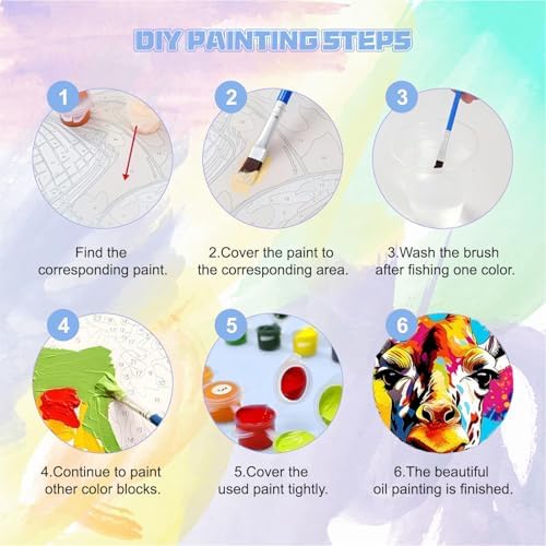 bleihum 4 Pack Paint by Numbers Kit for Kids with Frame Wooden Easel | Easy Paint by Number Kids Animals, Diy Acrylic Oil Colorful Painting by Numbers for Teen Boys Girls Home Decor 8x8Inch