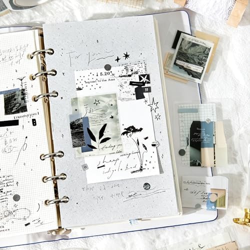 Abstract Art Die Cut PET Tape Stickers For Journaling Vintage Aesthetic Scrapbook Stickers Freedom is The Wilderness Theme Collage Decorative PET Sticker Rolls For Scrapbooking Junk Journal Supplies