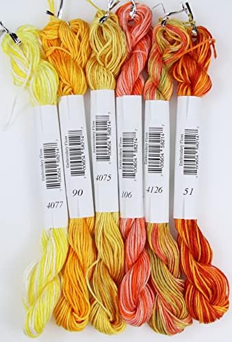 KCS Big skeins of 25 Meters Size 25 Color Variegated Cross Stitch Stranded Threads,6 skeins,21
