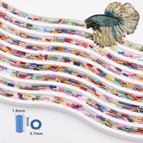Tube Seed Beads 7mm Crafts Glass Bugle Beads with for Jewelry Making Embroidery Decoration (28 Colors, 8400pcs)