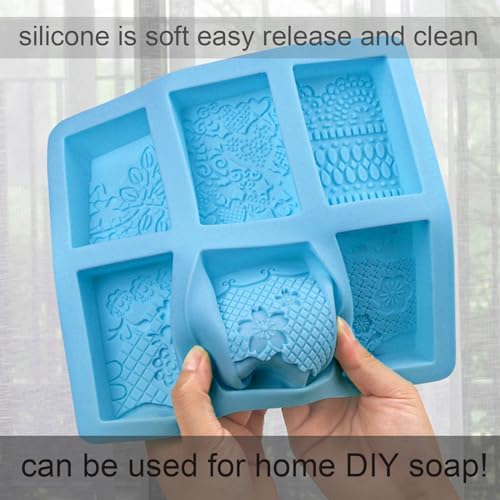 Silicone Soap Molds, 3D Detailed Flower & Rectangular Lace Pattern | Soap Molds for Soap Making, DIY Handmade Soap, Candle Wax Mold, Lotion Bar, Reusable, Wedding Favors