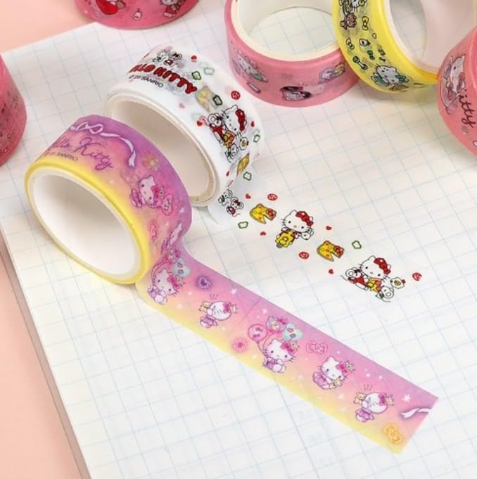 Cute Masking Tape, Washi Tape Set, 8 Pack, 0.6 Inch Wide (Pink)