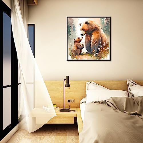 Stalente Diamond Painting Kits for Adults, 5D DIY Diamond Art Kits for Beginners Round Full Drill Diamond Painting for Home Wall Decoration Gift 12×12inch, Brown Bear