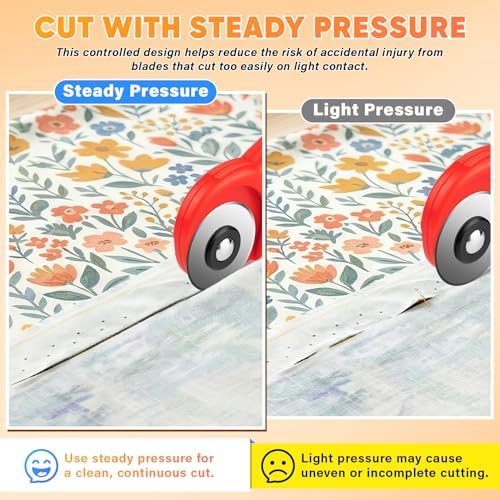 DIYSELF Rolling Cutter for Fabric 45mm, 5 Extra Blades, Safety Lock Cutter