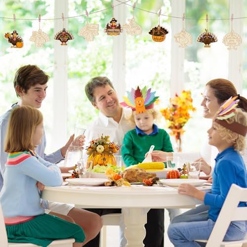 80PCS Wooden Thanksgiving Decoration Turkey Ornaments to Paint Thanksgiving Ornaments for Tree Crafts Cutouts Unfinished, DIY Blank Fall Unfinished Turkey Pumpkin Ornament for Home Harvest Hanging