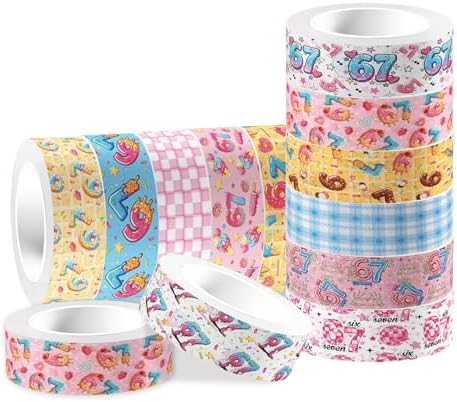 Donut Washi Tape Decorative Tape 12 Rolls,Cute Masking Tape Ice Cream Cake Gifts Wrapping Decorative Paper Stickers for DIY Art Crafts Wrapping Decor Junk Journal Scrapbooking Gifts Stickers