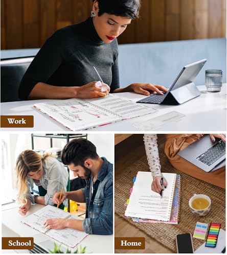 Spiral Notebook Journal 8.5” x 11”, A4 Large Notebooks for Women Men, College Ruled Lined Journal, 100 GSM Paper, Hardcover Spiral Bound Journals for Work School Note Taking, Watercolor Blooms