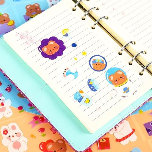 100 PCS Cute Cartoon Animal Stickers,Kawaii Transparent PET Sticker Sheets for Scrapbooking Bullet Journaling,Diary,DIY Arts Crafts,Album,Planners,Junk Journal