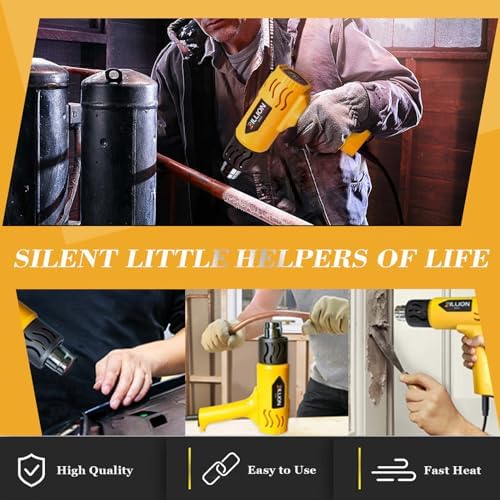 Heat Gun, BILLION GOLD 1800W Hot Air Gun 752℉-1112℉ with 2 Temperature Setting, Heat Gun for Crafting, Shrink Tubing, Paint Removing - 2 Nozzles