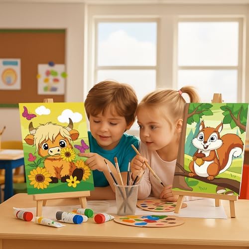 Louise Maelys 5x7Inch Pre Drawn Canvas for Painting for Kids, 12Pack