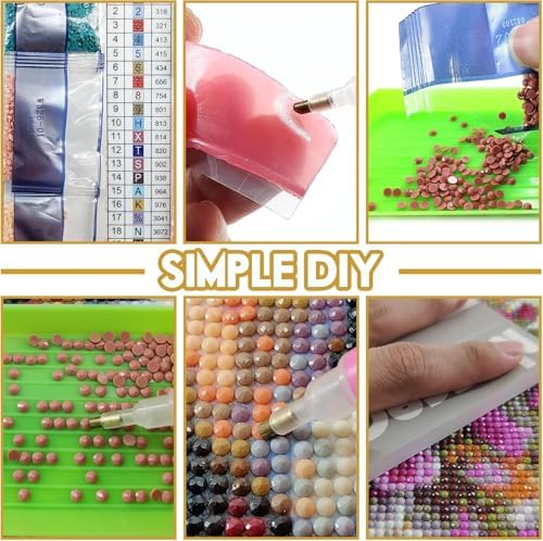 Retro bookshelf Diamond Art Kits for Adults, Diamond Painting Kit for Beginners, Round 5D DIY Diamond Dots art,Full Drill Painting Kit Art and Crafts for Adults Home Wall Decor【13.8x13.8inch】