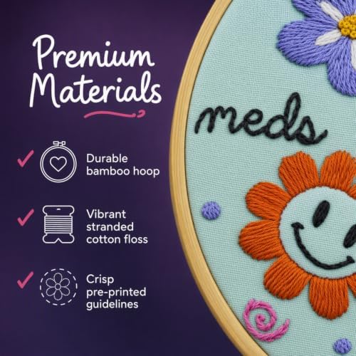 FUNATIC Give Us This Day Our Daily Meds Funny Embroidery Kit for Adults