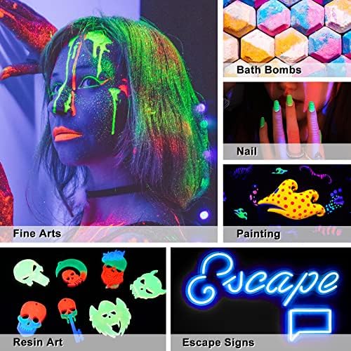 LET'S RESIN 12 Colors Glow in The Dark Pigment Powder for Resin - 20g/Jar | Epoxy Resin Luminous Pigments Long Lasting for Slime, Nails, Acrylic Paint, Halloween Decoration,Art,Crafts