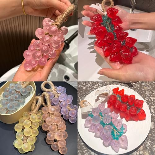 3D Strawberry Grapes Soap Mold, 3 Pcs Grape Strawberry Soap Making Silicone Molds with 5Pcs Jute Ropes 3 Pcs Leaf Cutters for Soap DIY Gift