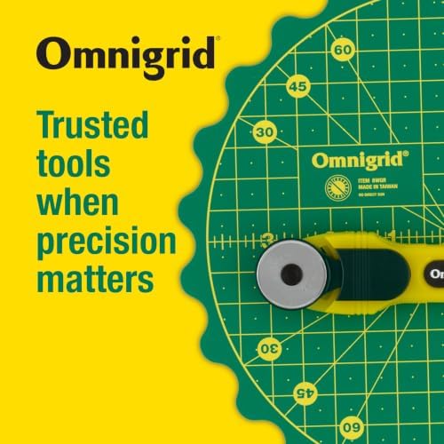 Omnigrid 360 Rotating Self-Healing Cutting Mat, 8 Inch Precision Fabric Cutting Mat with Durable Surface for Quilting, Sewing & Crafts