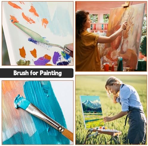 Halobios 25pcs Paint Brush Set, Professional Paint Brushes with Canvas Roll and Palette Knife, Acrylic Paintbrush Kit for Artist,Watercolor,Oil,Gouache