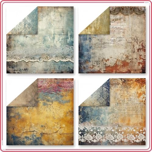 Vintage Scrapbook Paper 12 ×12 - 24Sheets Double-Sided Pattern Decorative Paper | Scrapbook Supplies & Card Making Supplies for DIY Crafts Art Journaling Photo Album Decor (Brown)