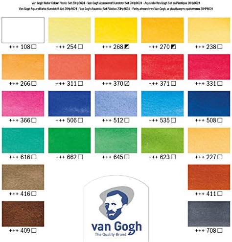 Van Gogh Watercolor Paint Set, General Selection, 24 Half-Pan
