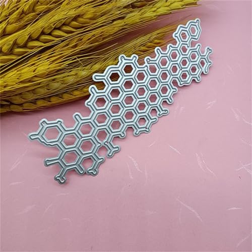 Scrapbooking Die-Cuts, Layer Frame Net Set Metal Cutting Dies for Card Making, Paper Craft Template, Background Embossing Stencils, DIY Album Décor (Honeycomb Grid-5.3x13cm)