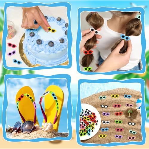 60Pcs Mini Resin Sunglasses Charms for DIY Crafts Supplies